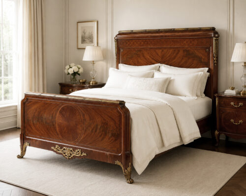 Louis XV Marquetry Inlaid French Bed Australia 1