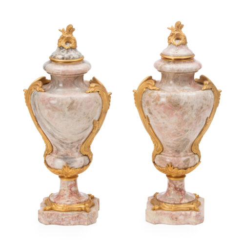 Pair-French-Louis-XV-Antique-Marble-Urns