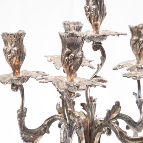 Pair Large 19th Century Silver Plate Candelabra 5