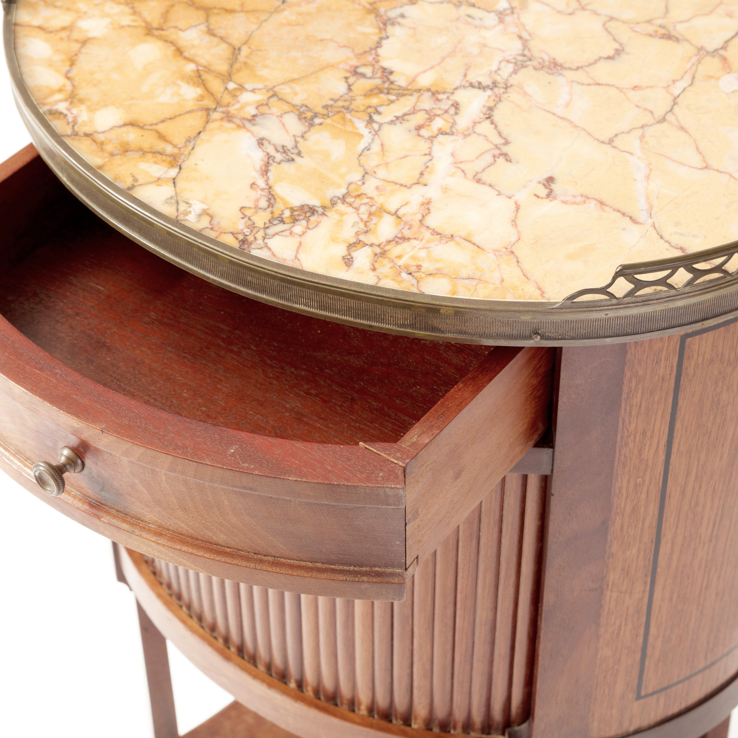 Pair Small Walnut Bedside Tables Marble Tops 6 Pair Small Walnut Bedside Tables Marble Tops 3