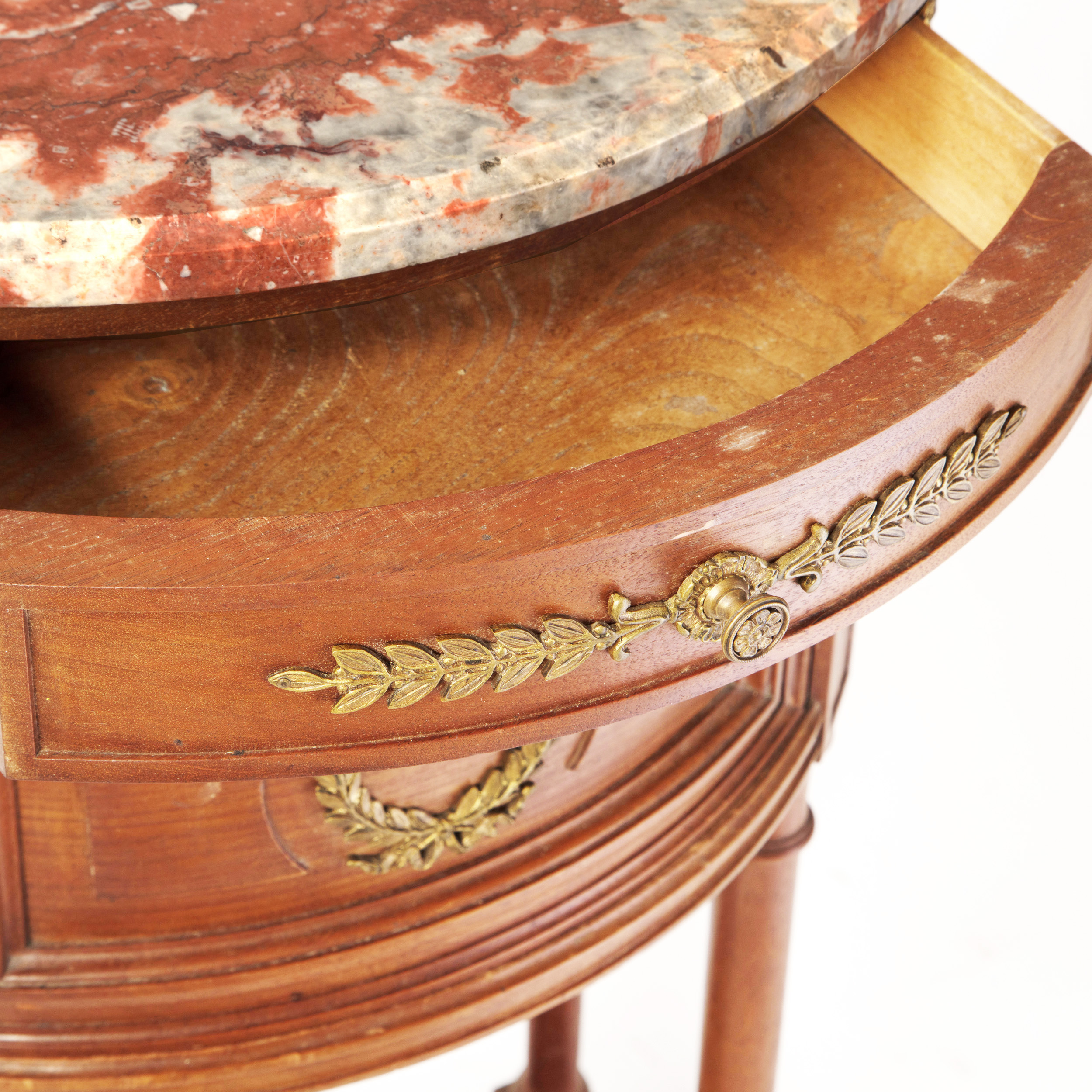 Pair of Antique Louis XVI Marble Top Bedside Tables 7 Pair of Antique Louis XVI Marble Top Bedside Tables - Image 3
