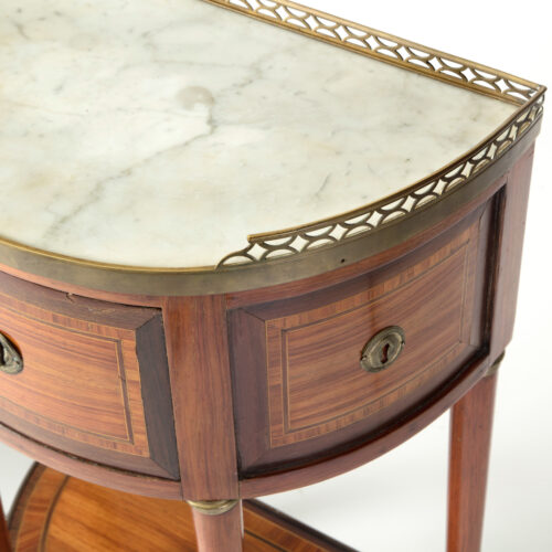 pair french demi lune console tables 3