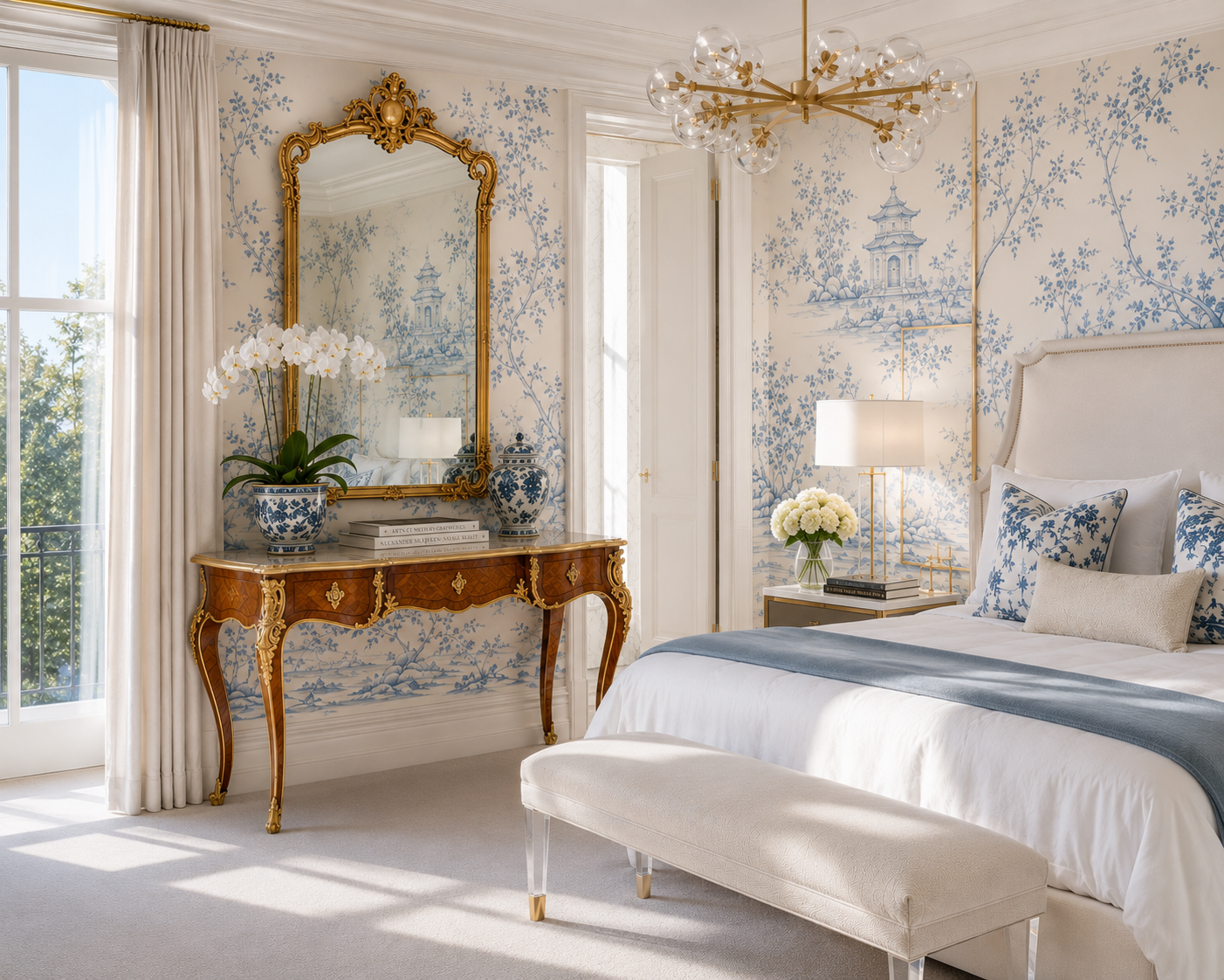 Styling 19th Century Antiques - A Question of Context: Seven Antiques, Many Rooms 34 Styling 19th century bureau plat to suit classic chinoiserie bedroom
