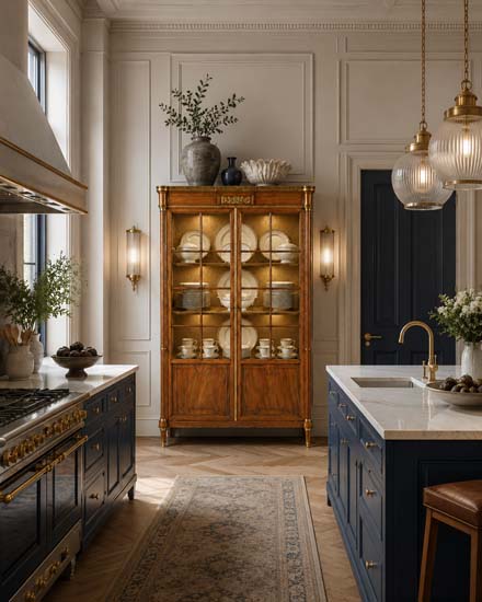 Styling 19th Century Antiques - A Question of Context: Eight Antiques, Many Rooms 17 19th-century-french-display-cabinet-contemporary-kitchen