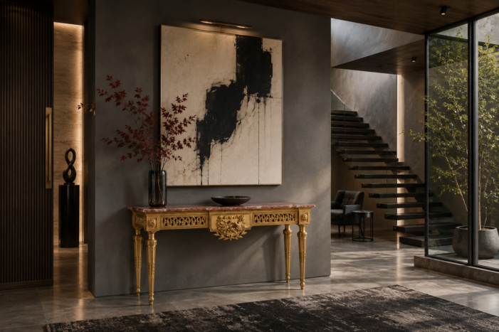 Styling 19th Century Antiques - A Question of Context: Eight Antiques, Many Rooms 9 antique-console-table-brutalist-interior