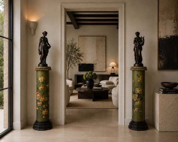 Styling 19th Century Antiques - A Question of Context: Eight Antiques, Many Rooms 39 Pair of antique plinths featured in modern minimalist interior