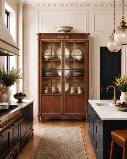 19th century walnut display cabinet